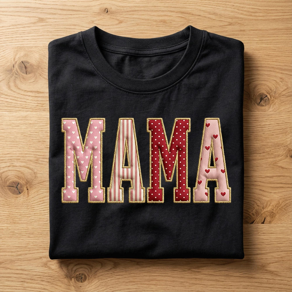Mama Valentine Shirt For Mom | Glitter Heart Letter Mama Tee, Gift Mama Valentines Day Sweatshirt