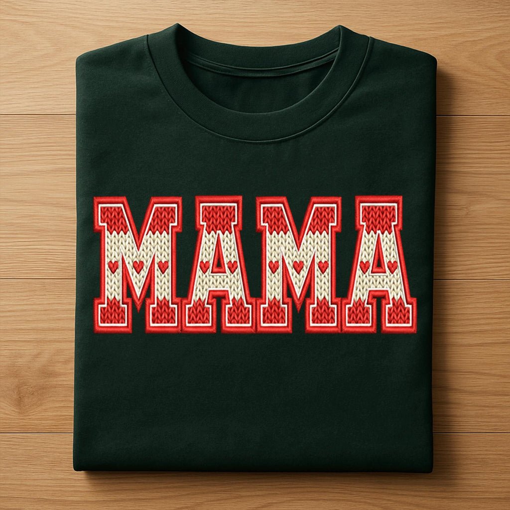 Mama Valentine Shirt | Knit Heart Letter Mom Tee, Gift Mama Valentines Day Sweatshirt, Valentine Mama Hoodie, Gifts Mothers Day