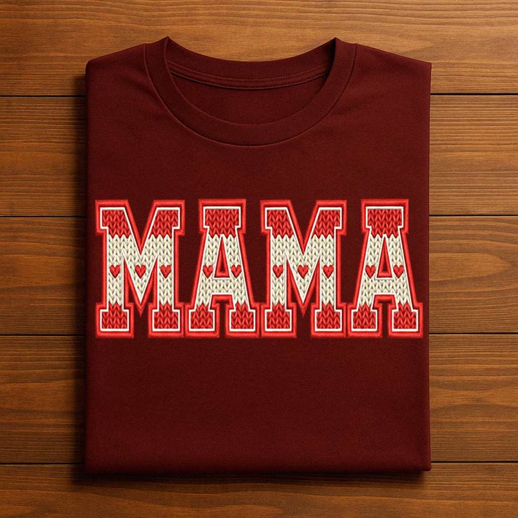 Mama Valentine Shirt | Knit Heart Letter Mom Tee, Gift Mama Valentines Day Sweatshirt, Valentine Mama Hoodie, Gifts Mothers Day