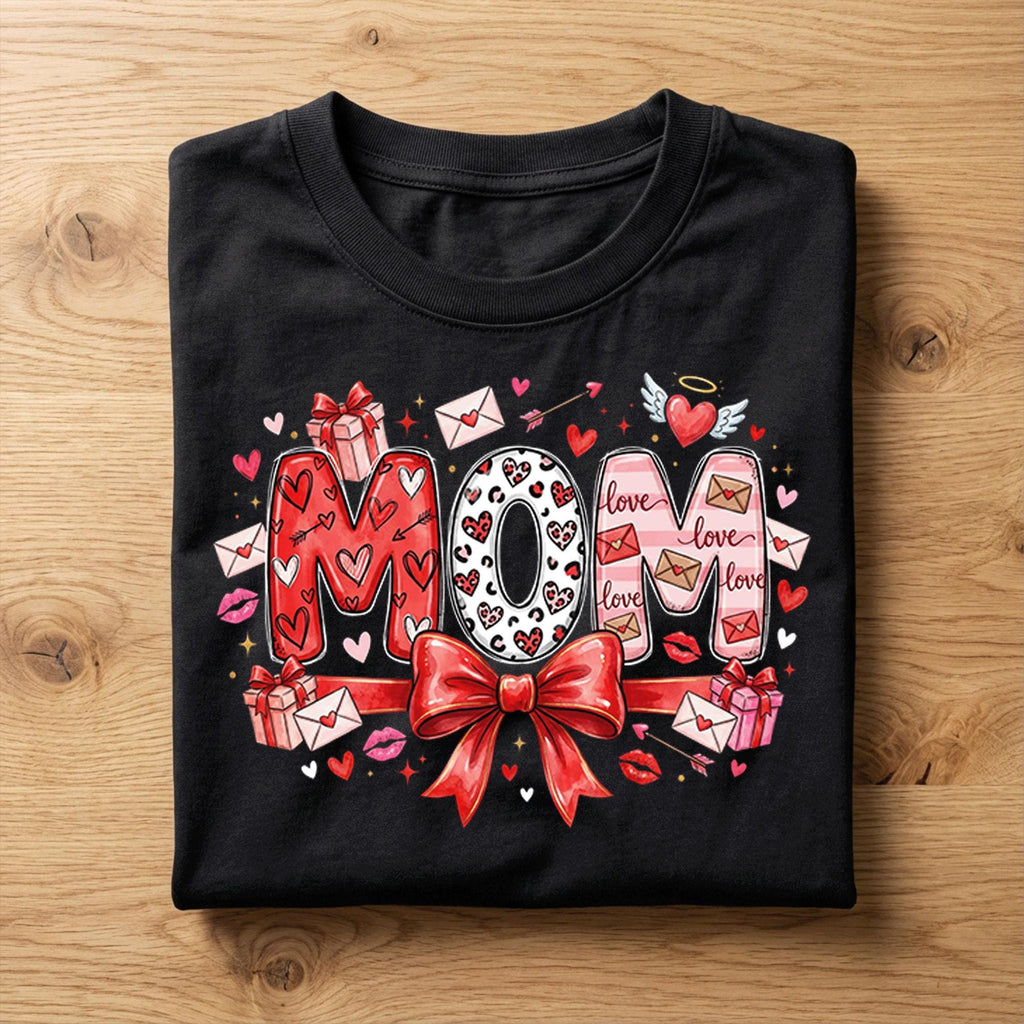 Coquette Bow MOM Valentine Shirt – Cute Love Mom Tee, Gift Mama Valentines Day Sweatshirt, Valentine Mama Hoodie, Gifts Mothers Day