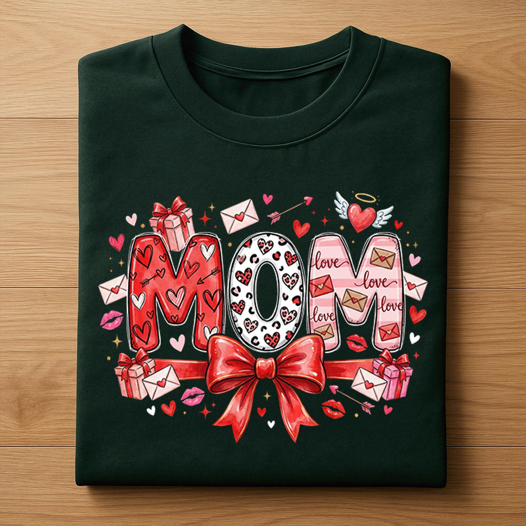 Coquette Bow MOM Valentine Shirt – Cute Love Mom Tee, Gift Mama Valentines Day Sweatshirt, Valentine Mama Hoodie, Gifts Mothers Day