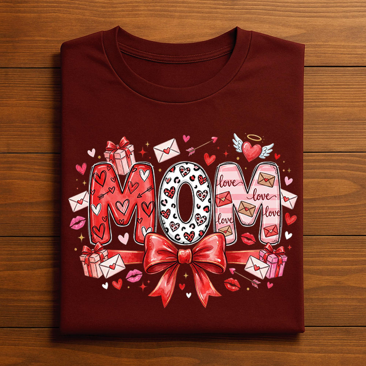 Coquette Bow MOM Valentine Shirt – Cute Love Mom Tee, Gift Mama Valentines Day Sweatshirt, Valentine Mama Hoodie, Gifts Mothers Day
