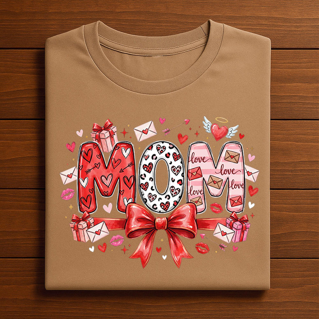 Coquette Bow MOM Valentine Shirt – Cute Love Mom Tee, Gift Mama Valentines Day Sweatshirt, Valentine Mama Hoodie, Gifts Mothers Day