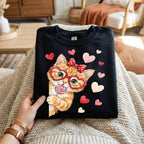 Valentine Kitten Shirt Women – Cute Cat Lollipop Heart Tee, Gift Cat Valentines Day Sweatshirt, Valentine Cat Hoodie, Heart Kitty Lover Tee