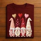 Hearts Gnome Love Valentine Shirt For Women | Cute Valentine Gnome Tee, Gift Gnomes Valentine's Day Sweatshirt