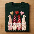 Hearts Gnome Love Valentine Shirt For Women | Cute Valentine Gnome Tee, Gift Gnomes Valentine's Day Sweatshirt, Valentine Gnome Hoodie
