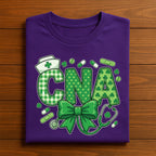 CNA Nurse St Patricks Day Shirt Green Shamrock Medical Bow Tee Gift for Certified Nursing Assistant Irish, Nurse Saint Patty's Sweatshirt