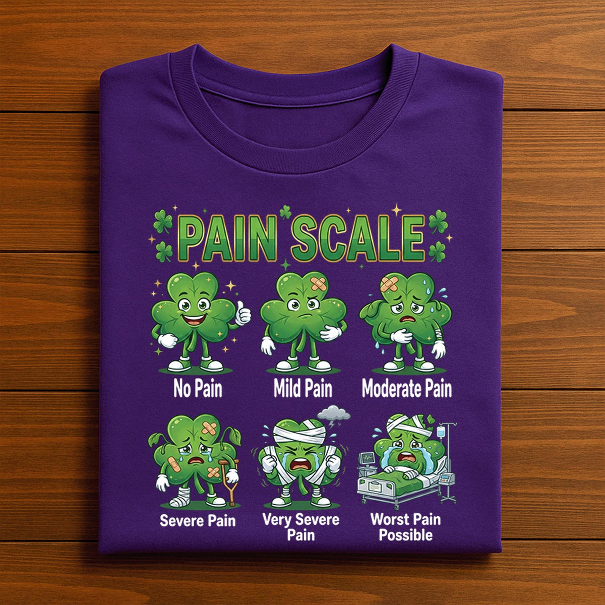 Funny St Patricks Day Nurse Pain Scale Shirt Shamrock Medical Humor Tee RN CNA Doctors and Healthcare Workers, Nurse Saint Pattys Sweatshirt