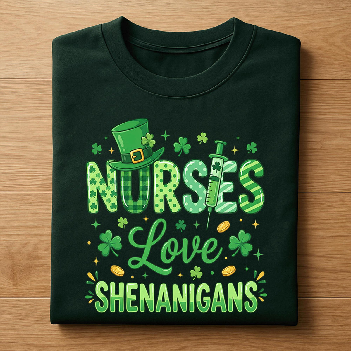 Nurses Love Shenanigans Shirt Funny Irish Nurse St Patricks Day Tee Clover Syringe Gift RN ER Medical Staff, Nurse Saint Patty's Sweatshirt