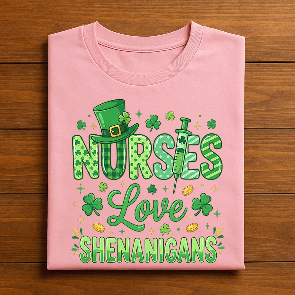Nurses Love Shenanigans Shirt Funny Irish Nurse St Patricks Day Tee Clover Syringe Gift RN ER Medical Staff, Nurse Saint Patty's Sweatshirt