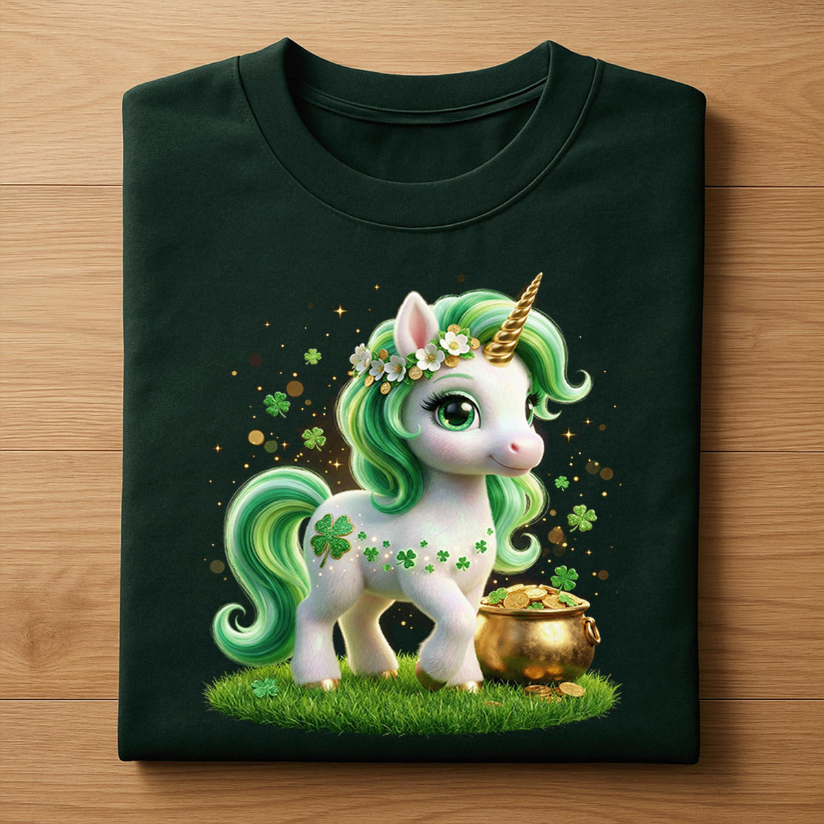 Cute Shamrock Unicorn Shirt St Patricks Day Rainbow Gold Irish Girl Tee Magical Green Clover Horse Kids Women, Girl S...