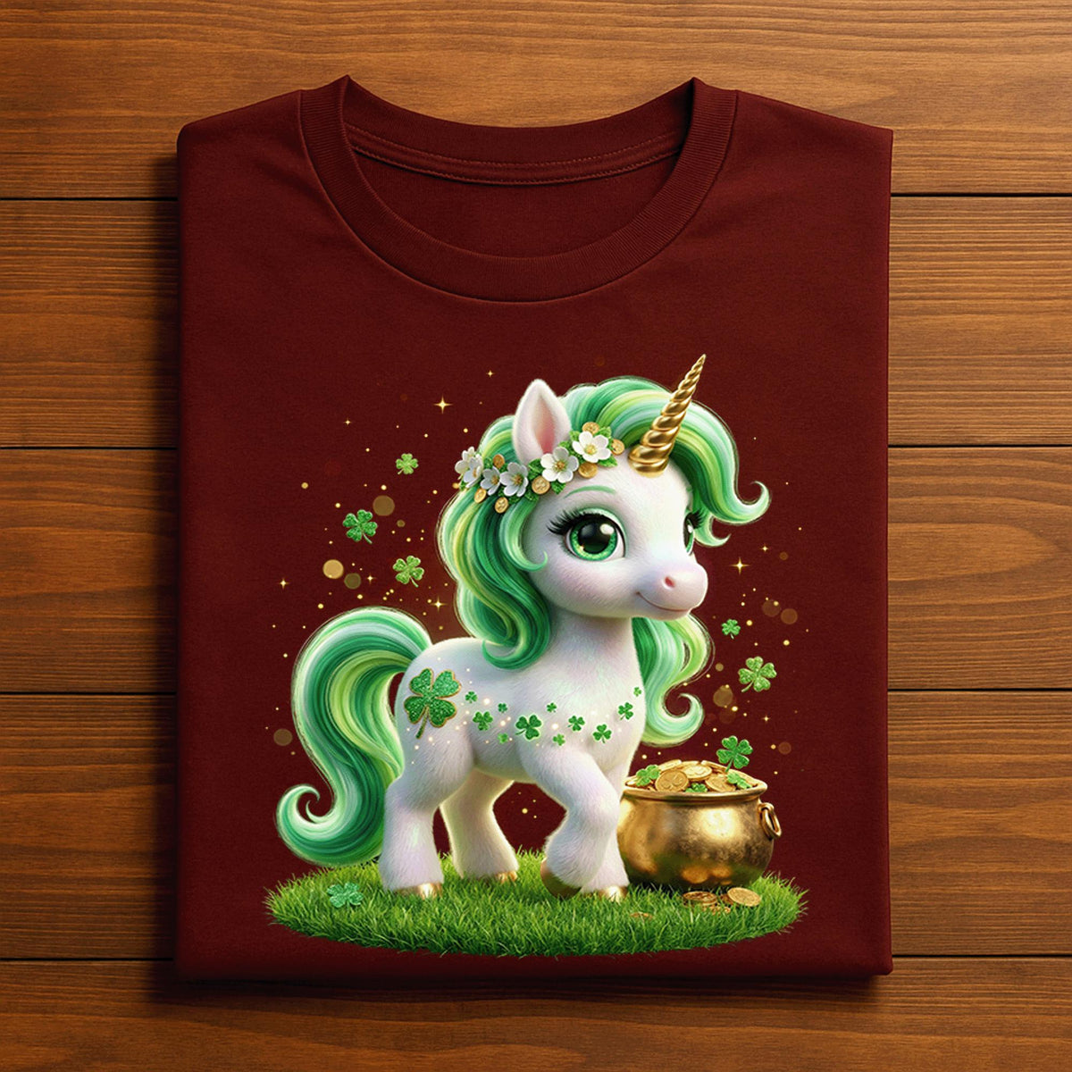Cute Shamrock Unicorn Shirt St Patricks Day Rainbow Gold Irish Girl Tee Magical Green Clover Horse Kids Women, Girl Saint Patty's Sweatshirt