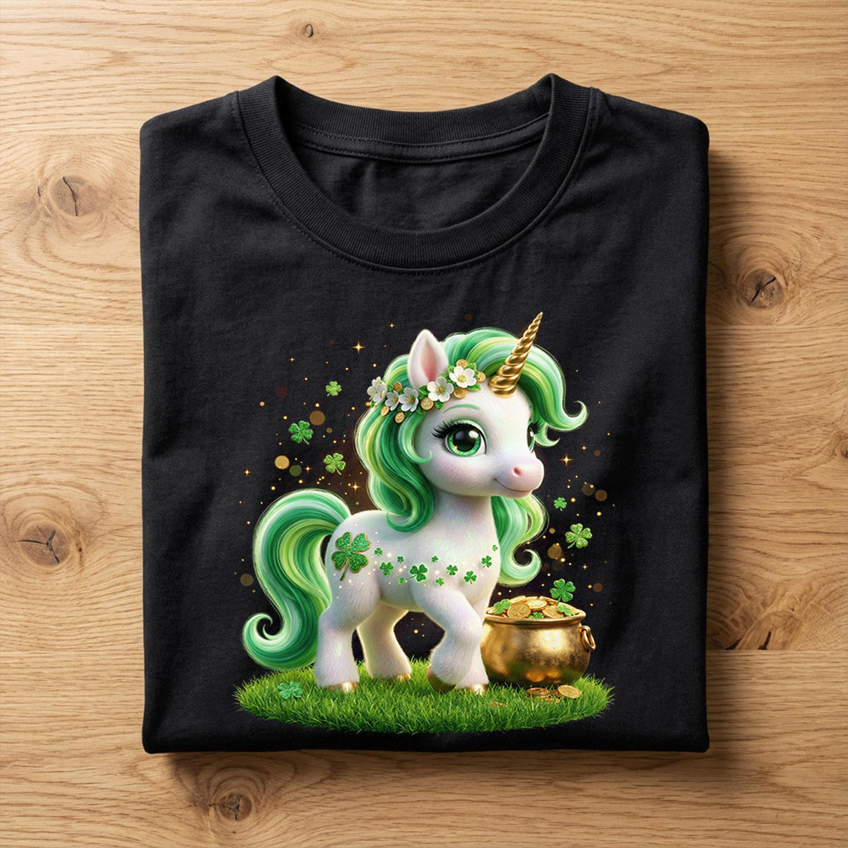 Cute Shamrock Unicorn Shirt St Patricks Day Rainbow Gold Irish Girl Tee Magical Green Clover Horse Kids Women, Girl Saint Patty's Sweatshirt