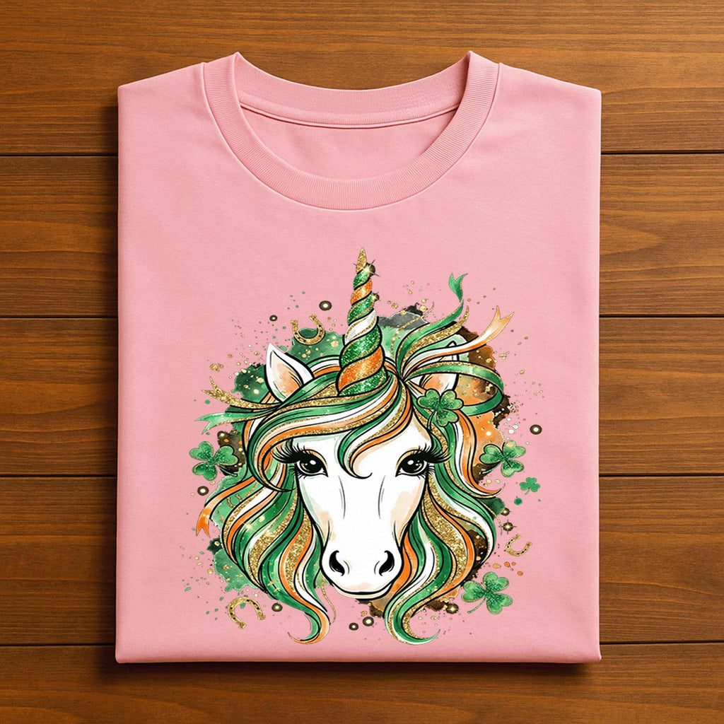 Irish Unicorn Shirt St Patricks Day Glitter Clover Horse Tee Green Lucky Girl Gift for Kids Teens and Women, Nurse Saint Patty's Sweatshirt