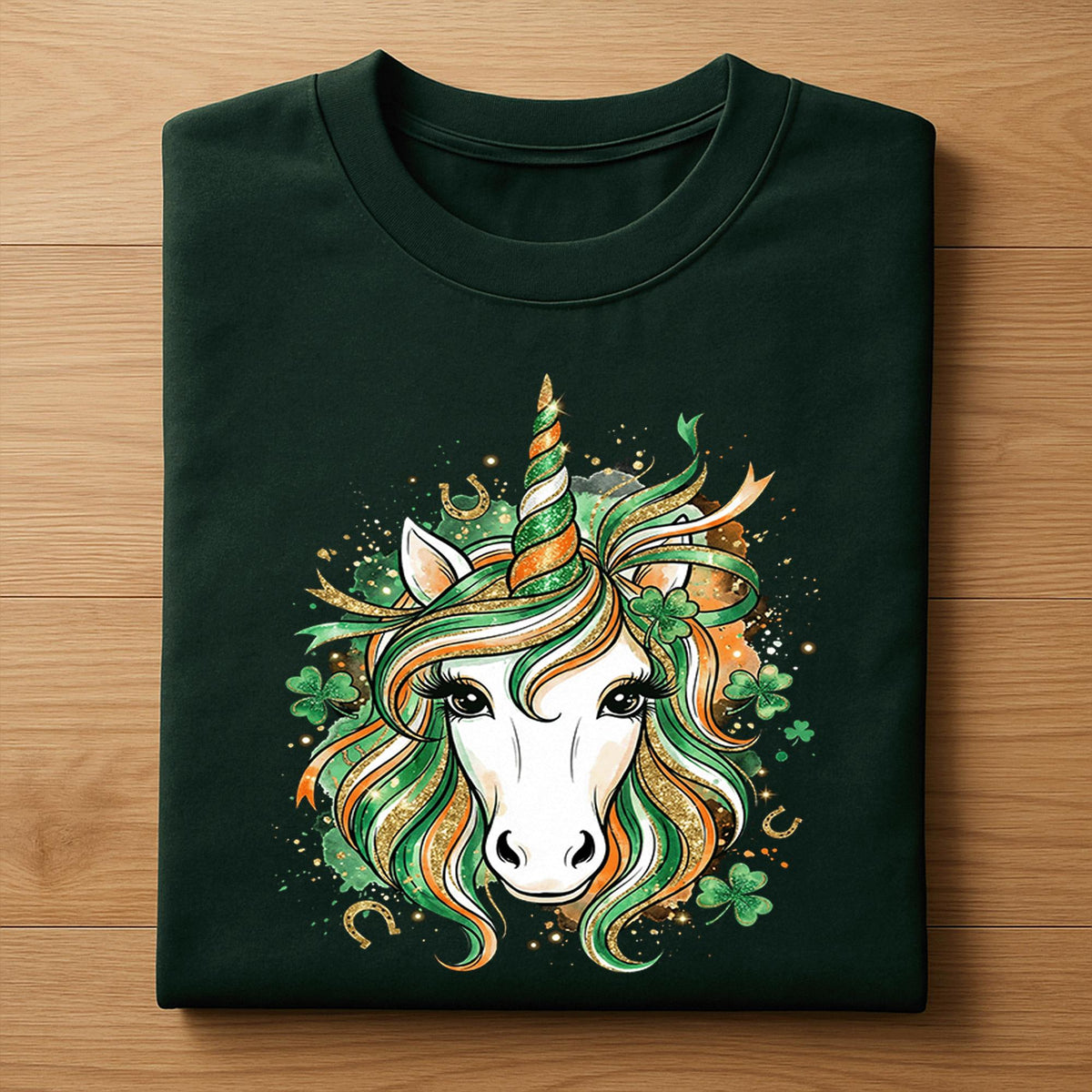 Irish Unicorn Shirt St Patricks Day Glitter Clover Horse Tee Green Lucky Girl Gift for Kids Teens and Women, Nurse Saint Patty's Sweatshirt