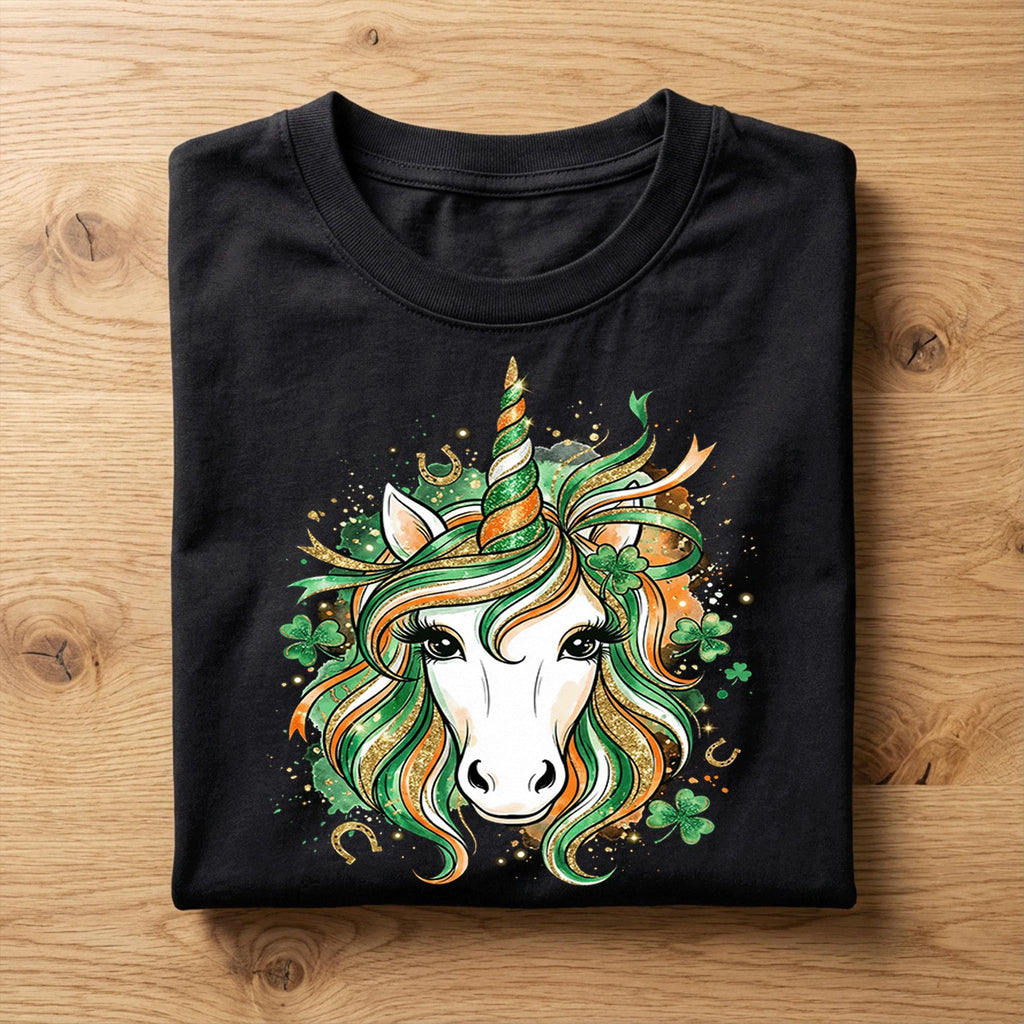 Irish Unicorn Shirt St Patricks Day Glitter Clover Horse Tee Green Lucky Girl Gift for Kids Teens and Women, Nurse Saint Patty's Sweatshirt