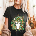 Irish Unicorn Shirt St Patricks Day Glitter Clover Horse Tee Green Lucky Girl Gift for Kids Teens and Women, Nurse Sa...