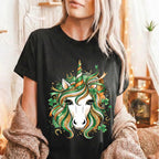 Irish Unicorn Shirt St Patricks Day Glitter Clover Horse Tee Green Lucky Girl Gift for Kids Teens and Women, Nurse Sa...