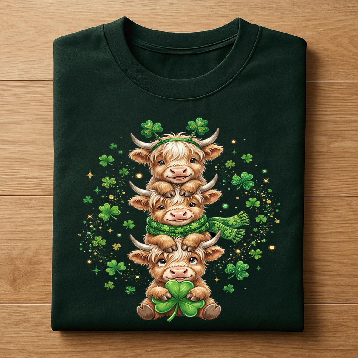 Cute Highland Cow Family Shirt – St Patrick’s Day Lucky Cow Tee, Hoodie, Sweatshirt Gift for Farm Animal Lovers