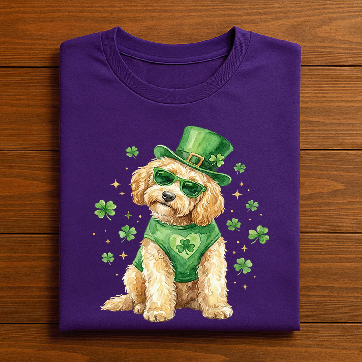 Lucky Dog St Patrick’s Day Golden Doodle Shirt – Cute Shamrock Puppy Tee, Hoodie, Sweatshirt Gift for Dog Lovers Irish Holiday Outfit