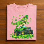 Funny St Patrick’s Day Dinosaur Shirt with Shamrock Monster Truck – T Rex Irish Tee, Hoodie, Sweatshirt for Youth Boys, Men, Kids Gift