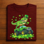 Funny St Patrick’s Day Dinosaur Shirt with Shamrock Monster Truck – T Rex Irish Tee, Hoodie, Sweatshirt for Youth Boys, Men, Kids Gift