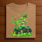 Funny St Patrick’s Day Dinosaur Shirt with Shamrock Monster Truck – T Rex Irish Tee, Hoodie, Sweatshirt for Youth Boys, Men, Kids Gift