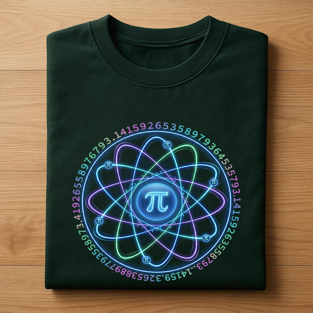 Pi Atom Shirt – Neon Science Math Symbol Tee with Digits Orbit, Hoodie, Sweatshirt Gift for Nerds, Teachers, STEM Fans, Students