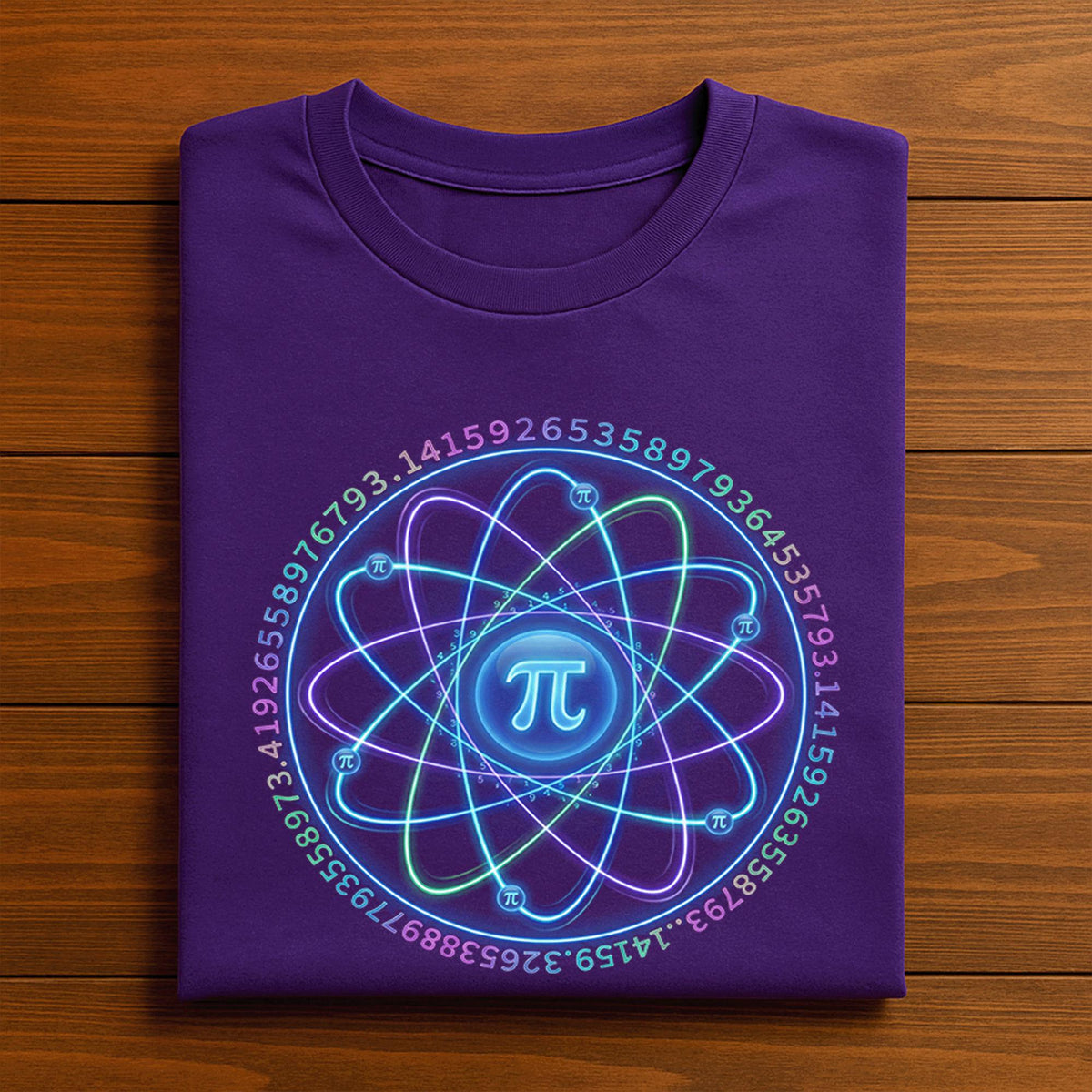 Pi Atom Shirt – Neon Science Math Symbol Tee with Digits Orbit, Hoodie, Sweatshirt Gift for Nerds, Teachers, STEM Fans, Students