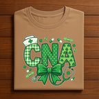 CNA Nurse St Patricks Day Shirt Green Shamrock Medical Bow Tee Gift for Certified Nursing Assistant Irish, Nurse Saint Patty's Sweatshirt