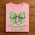 Shenanigans And Scrubs Shirt Nurse St Patricks Day Tee Green Shamrock Bow Medical Gift for Women Healthcare, Nurse Saint Patty's Sweatshirt