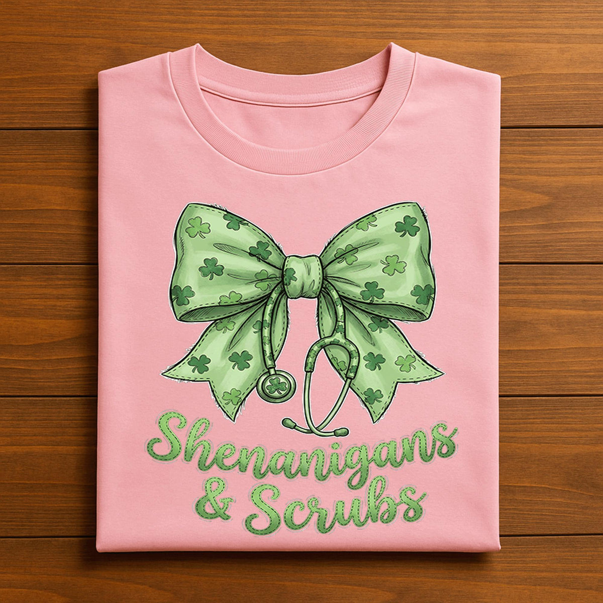 Shenanigans And Scrubs Shirt Nurse St Patricks Day Tee Green Shamrock Bow Medical Gift for Women Healthcare, Nurse Saint Patty's Sweatshirt