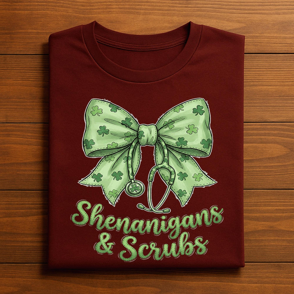 Shenanigans And Scrubs Shirt Nurse St Patricks Day Tee Green Shamrock Bow Medical Gift for Women Healthcare, Nurse Saint Patty's Sweatshirt