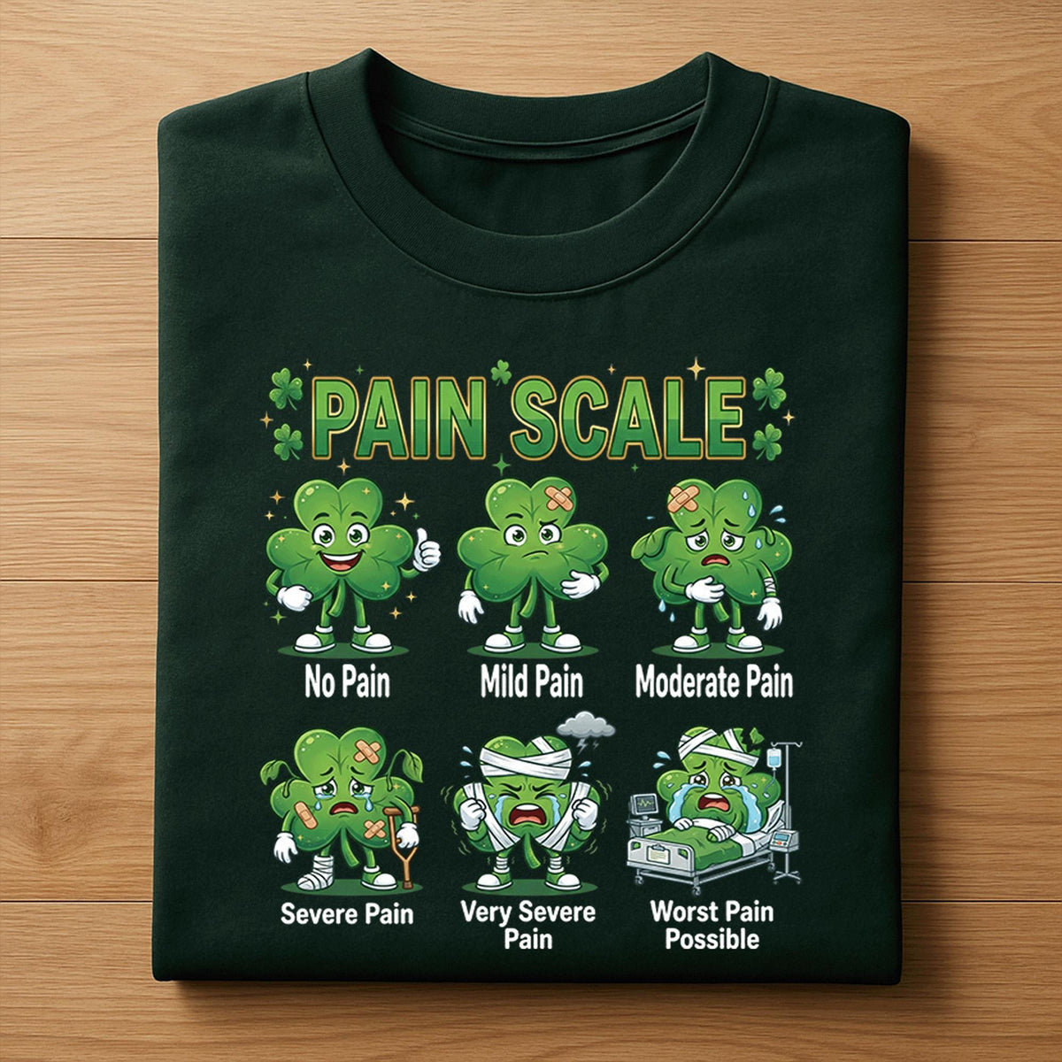 Funny St Patricks Day Nurse Pain Scale Shirt Shamrock Medical Humor Tee RN CNA Doctors and Healthcare Workers, Nurse Saint Pattys Sweatshirt
