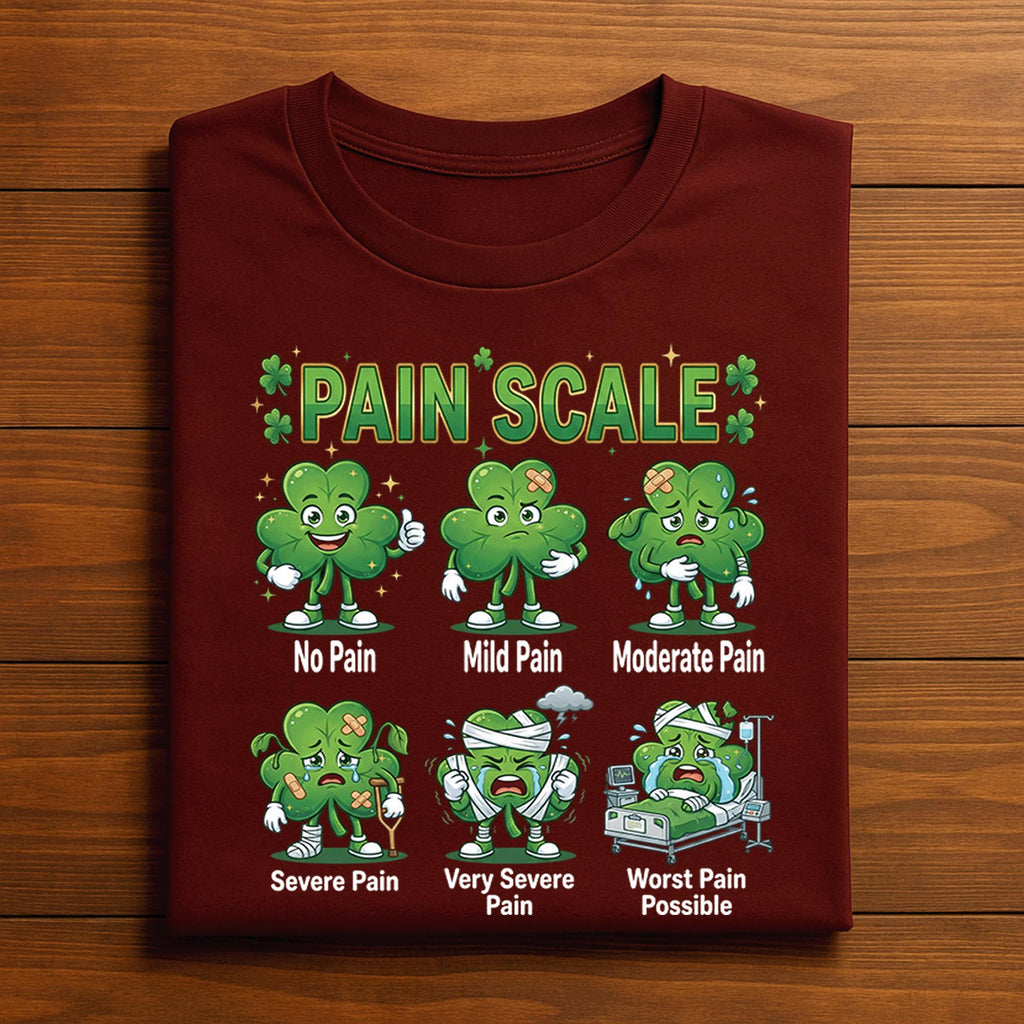 Funny St Patricks Day Nurse Pain Scale Shirt Shamrock Medical Humor Tee RN CNA Doctors and Healthcare Workers, Nurse Saint Pattys Sweatshirt