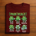 Funny St Patricks Day Nurse Pain Scale Shirt Shamrock Medical Humor Tee RN CNA Doctors and Healthcare Workers, Nurse Saint Pattys Sweatshirt