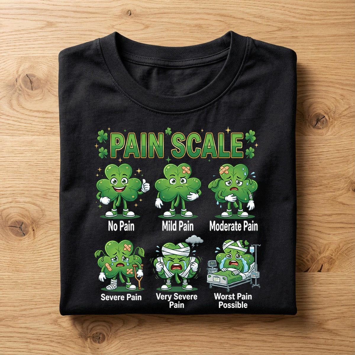 Funny St Patricks Day Nurse Pain Scale Shirt Shamrock Medical Humor Tee RN CNA Doctors and Healthcare Workers, Nurse Saint Pattys Sweatshirt