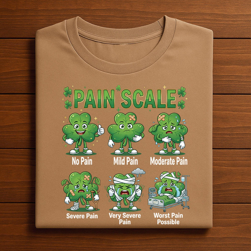 Funny St Patricks Day Nurse Pain Scale Shirt Shamrock Medical Humor Tee RN CNA Doctors and Healthcare Workers, Nurse Saint Pattys Sweatshirt