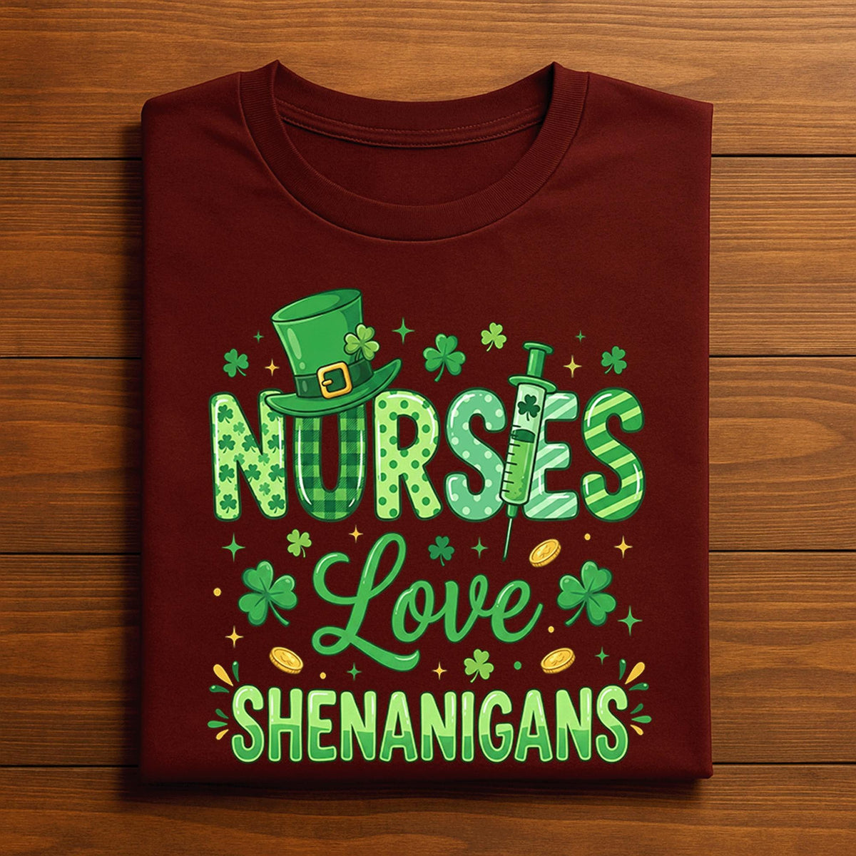 Nurses Love Shenanigans Shirt Funny Irish Nurse St Patricks Day Tee Clover Syringe Gift RN ER Medical Staff, Nurse Saint Patty's Sweatshirt