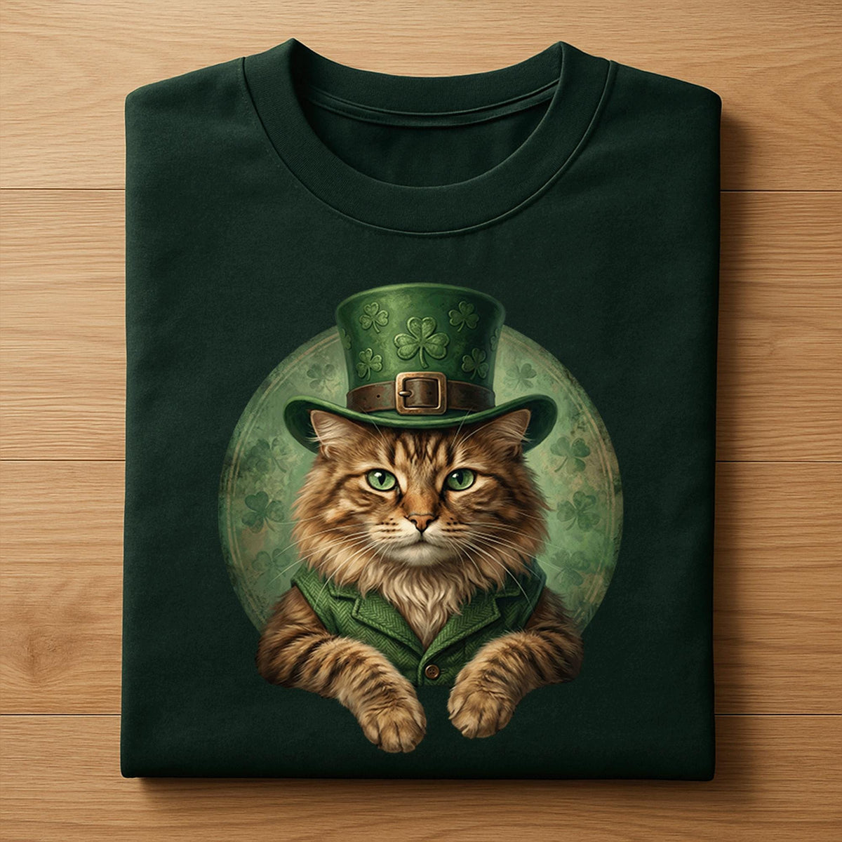 St Patrick’s Day Cat Shirt with Shamrock Top Hat – Funny Irish Cat Lover St Paddy's Tee, Hoodie