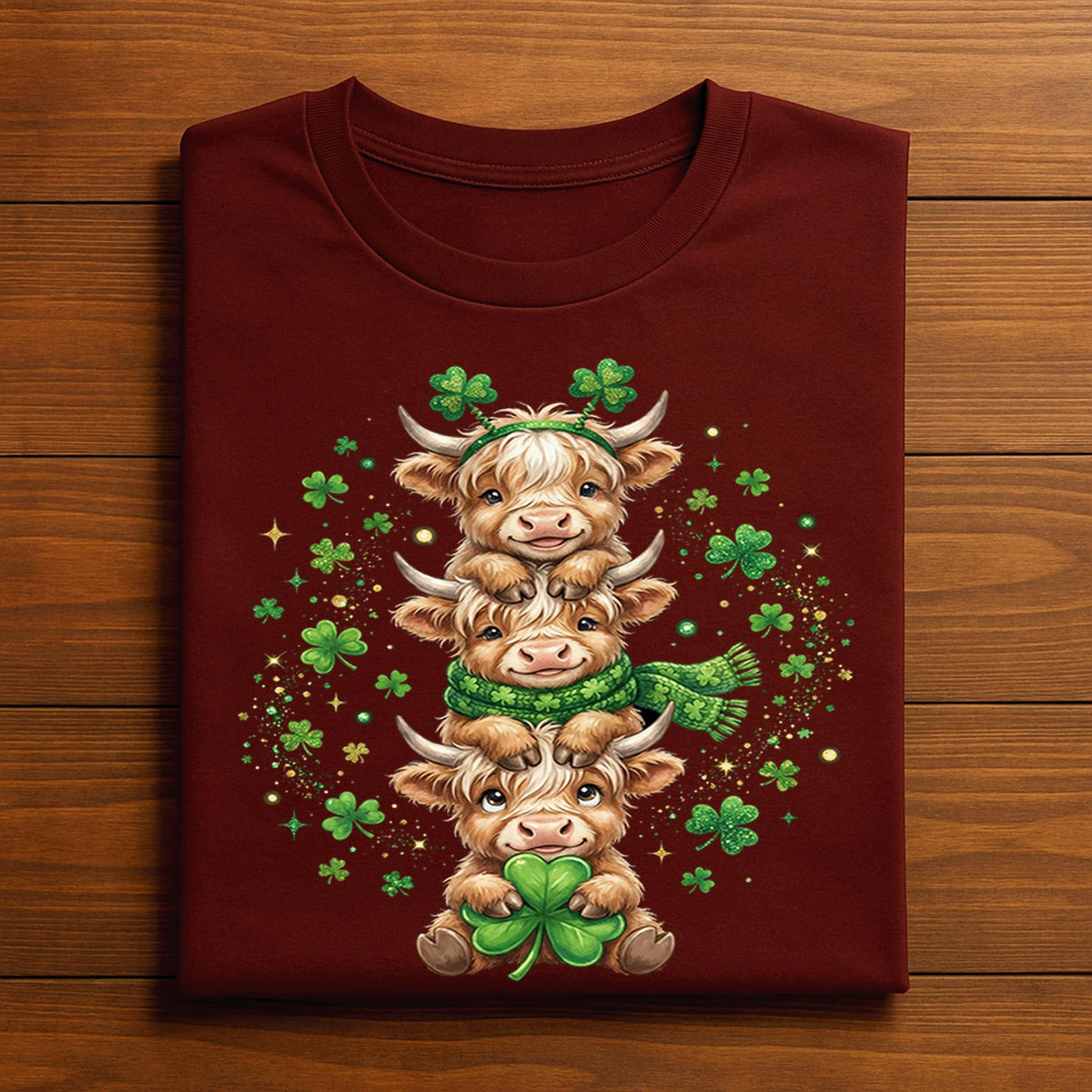 Cute Highland Cow Family Shirt – St Patrick’s Day Lucky Cow Tee, Hoodie, Sweatshirt Gift for Farm Animal Lovers
