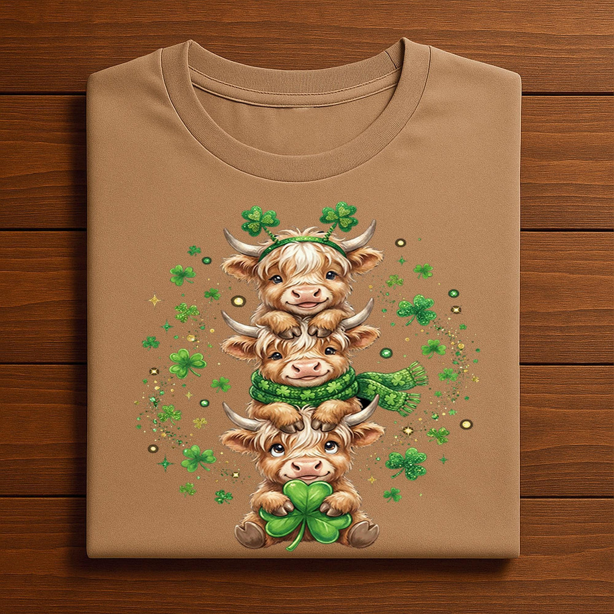 Cute Highland Cow Family Shirt – St Patrick’s Day Lucky Cow Tee, Hoodie, Sweatshirt Gift for Farm Animal Lovers