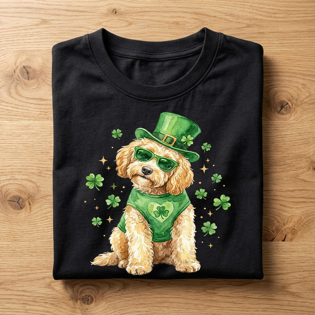 Lucky Dog St Patrick’s Day Golden Doodle Shirt – Cute Shamrock Puppy Tee, Hoodie, Sweatshirt Gift for Dog Lovers Irish Holiday Outfit