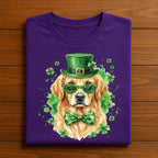 Golden Retriever St Patrick’s Day Shirt – Irish Dog Tee with Hat Glasses and Bow Tie, Hoodie or Sweatshirt Gift for Men and Women