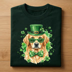 Golden Retriever St Patrick’s Day Shirt – Irish Dog Tee with Hat Glasses and Bow Tie, Hoodie or Sweatshirt Gift for Men and Women