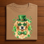 Golden Retriever St Patrick’s Day Shirt – Irish Dog Tee with Hat Glasses and Bow Tie, Hoodie or Sweatshirt Gift for Men and Women