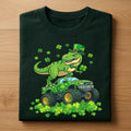 Funny St Patrick’s Day Dinosaur Shirt with Shamrock Monster Truck – T Rex Irish Tee, Hoodie