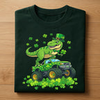Funny St Patrick’s Day Dinosaur Shirt with Shamrock Monster Truck – T Rex Irish Tee, Hoodie
