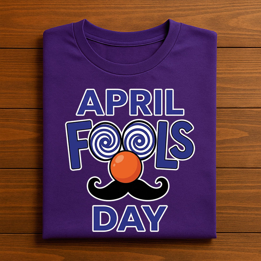 Funny April Fools Day Shirt with Mustache and Clown Nose – Prank Day Tee, Fools Day Hoodie, Sweatshirt Gift for Trickster Men Women Kids