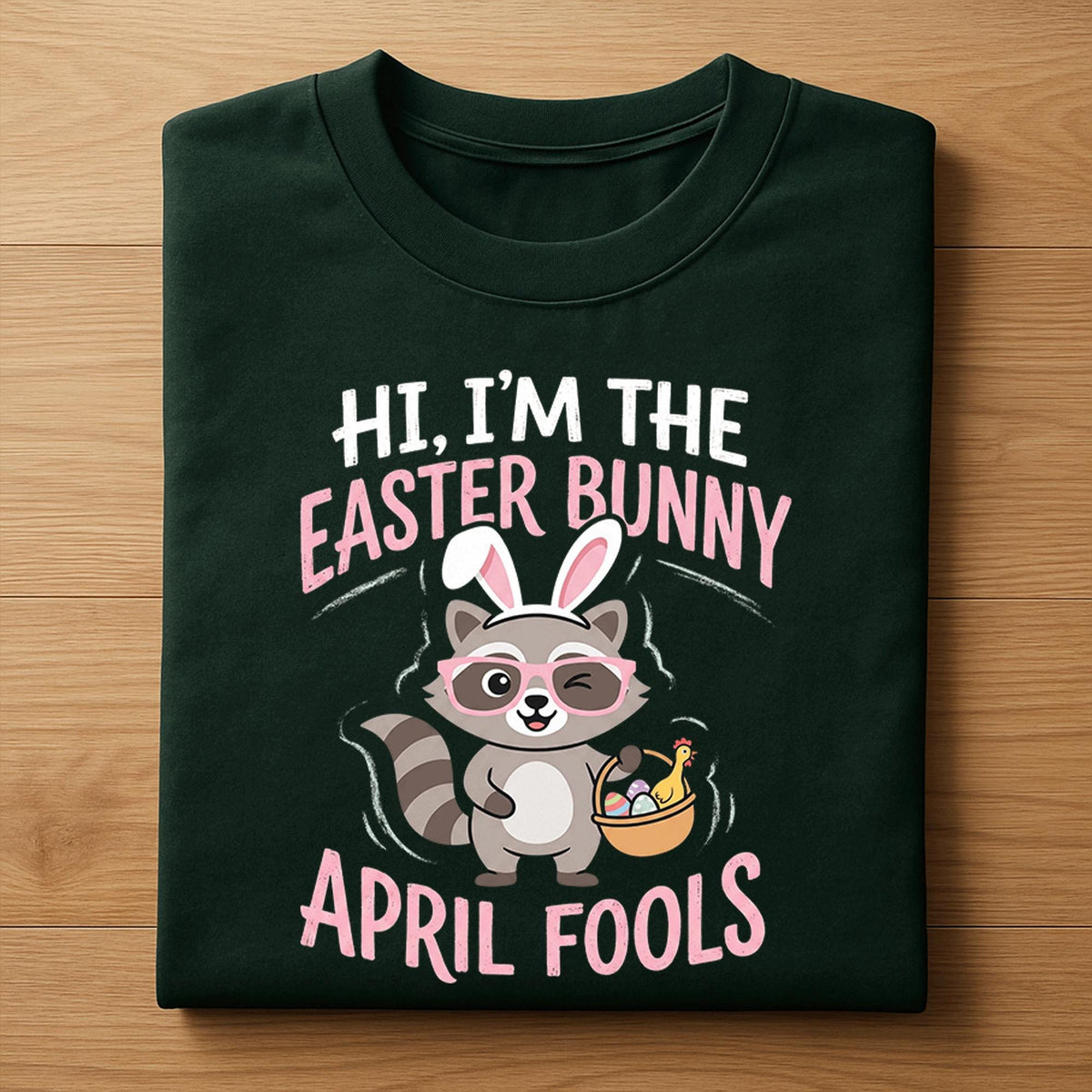 Funny April Fools Easter Bunny Shirt – Raccoon Costume Tee, April Fools Day Hoodie, Sweatshirt Gift for Kids, Men, Women, Easter Joke Day